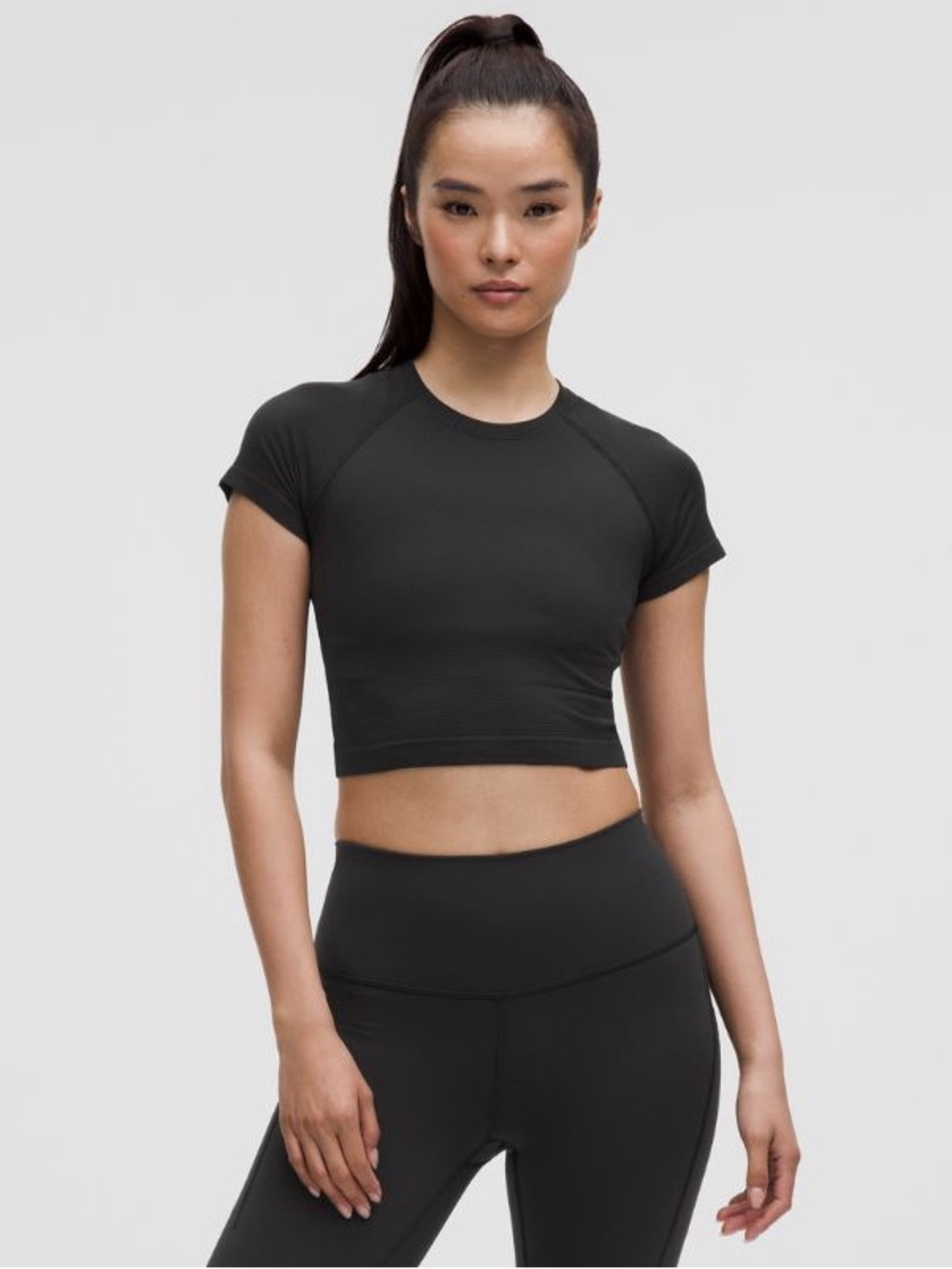lululemon Swiftly Tech Cropped Short-Sleeve Shirt 2.0 | Black, size 2